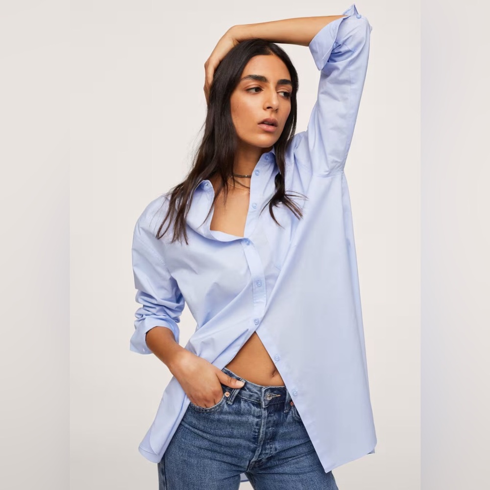 Mango Chest-pocket cotton shirt